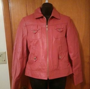 Pink leather coat